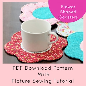 Flower Shaped Coasters Printable Sewing Pattern And Tutorial - PDF Download