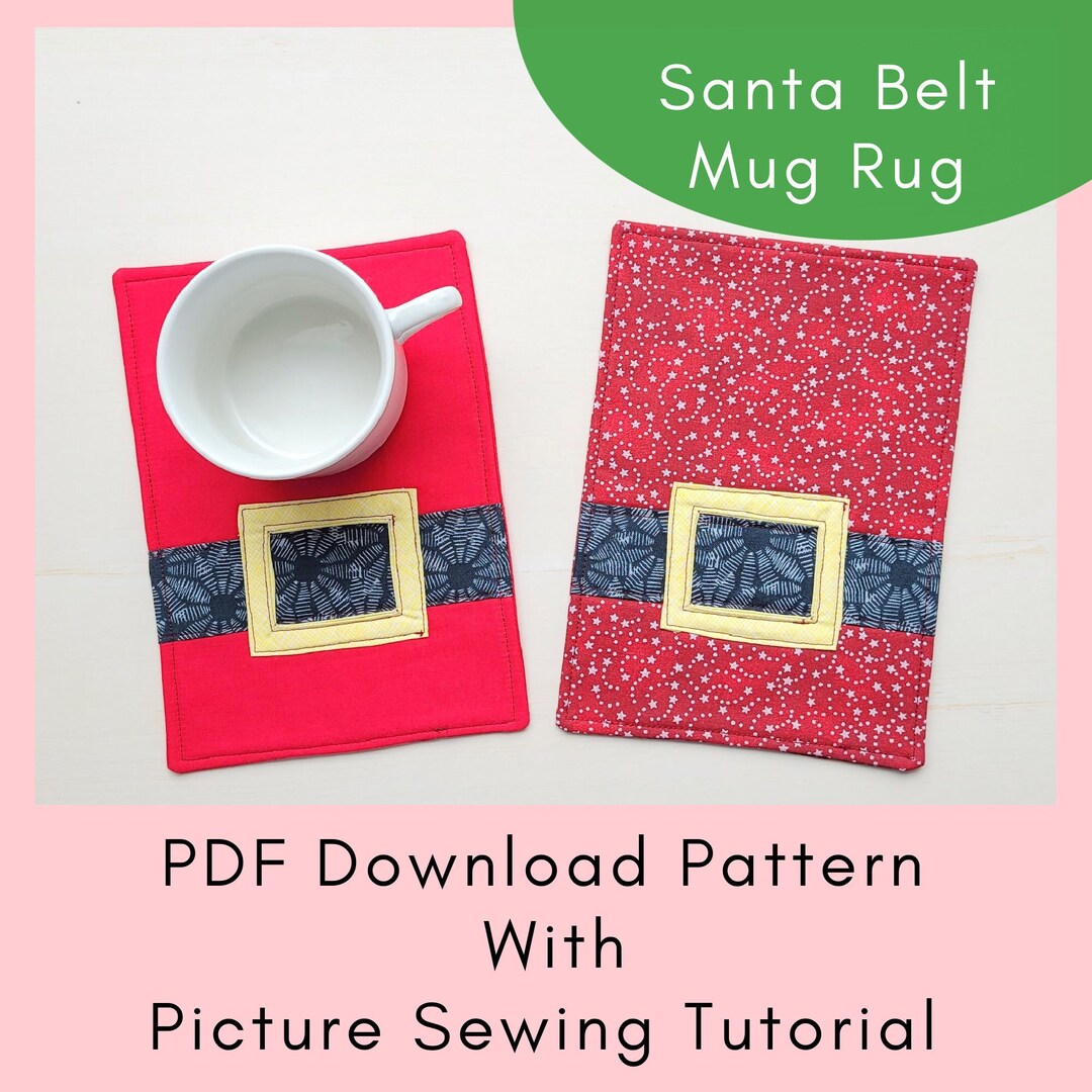Santa Belt Mug Rug Printable Sewing Pattern and Tutorial - PDF Download ...