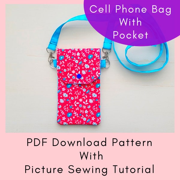Cell Phone Bag Printable Sewing Pattern And Tutorial - PDF Download