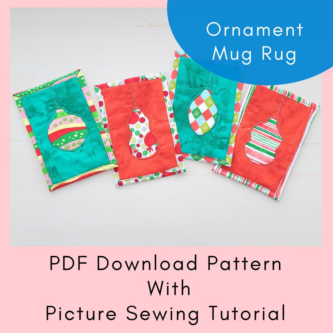 Ornament Pattern Rug Christmas Ornament Mug Rug Printable Sewing Pattern and Tutorial - PDF ...