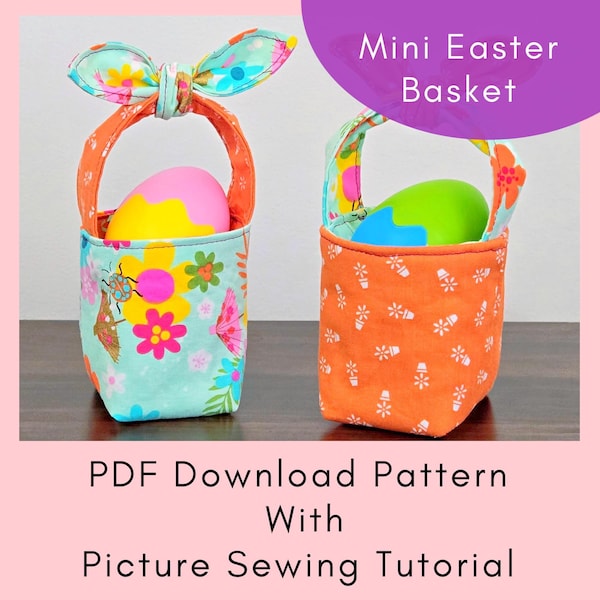 Mini Easter Basket Printable Sewing Pattern And Tutorial - PDF Download