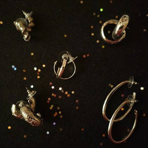 Silver Earrings Vintage Earrings Silver Hoops Costume Jewelry Costume Earrings Vintage Jewelry image 1