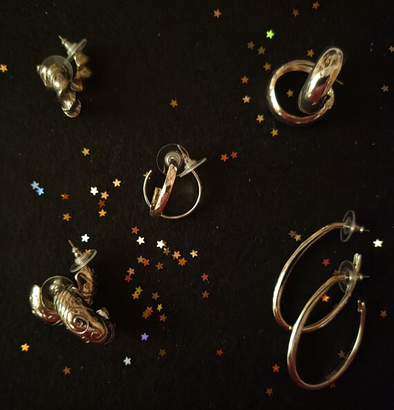 Silver Earrings  Vintage Earrings  Silver Hoops  … - image 1