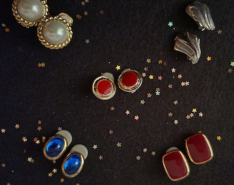 Vintage Ohrclips Vintage Ohrclips Ohrringe Knopf Ohrringe Faux Perlen Ohrringe Modeschmuck Vintage Kostüm