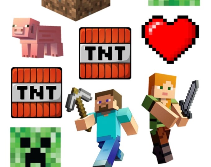 Edible Minecraft Cake Toppers on Icing Sheet Size A4 - Etsy UK