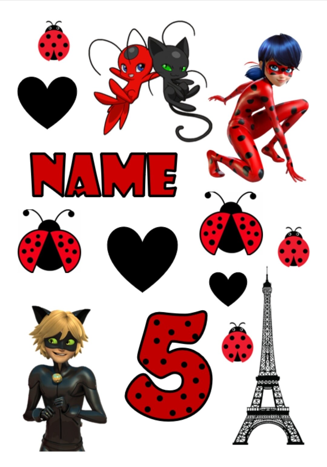 Edible Miraculous Cake Toppers on Icing Sheet Size A4 - Etsy UK