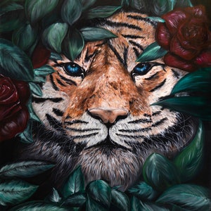 Colorful realistic tiger poster print ideal for decorating any home or office environment