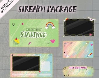 Paquete de transmisión animada LoveStruck / Inspirado en Heartstopper / Estilo de dibujos animados / Tema escolar / Estética multicolor / Tema arco iris