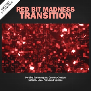 Red Bit Madness Stream-övergång | Pixelövergång | Glitch-effekter | Twitch Stinger | Livestreaming | Innehållsskapande | OBS
