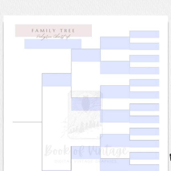 Printable 5 Generation Pedigree Chart with Modern Design for Genealogy Family Tree Building PDF