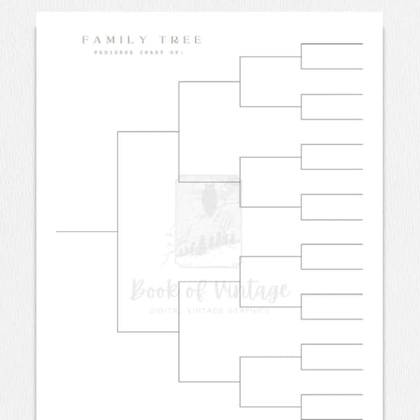 Printable Editable 5 Generation Pedigree Chart with Modern Design for Genealogy Family Tree Building PDF Portrait Orientation