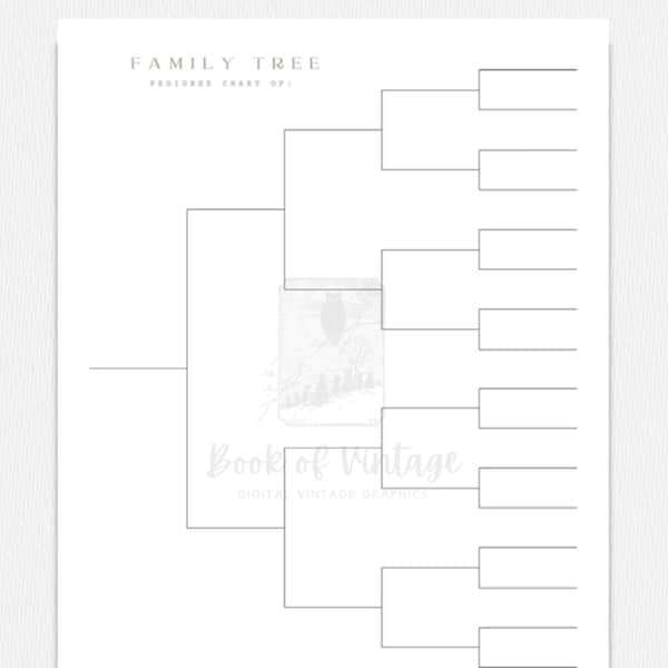 Druckbare bearbeitbare 5 Generation Stammbaum mit modernem Design für Genealogie Stammbaum Gebäude PDF Hochformat