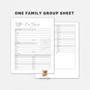 Une feuille de groupe familial Feuille de suivi des ancêtres pour un mari, une femme et jusqu'à 12 enfants Formulaire imprimable Arbre généalogique Ancestry Feuille moderne