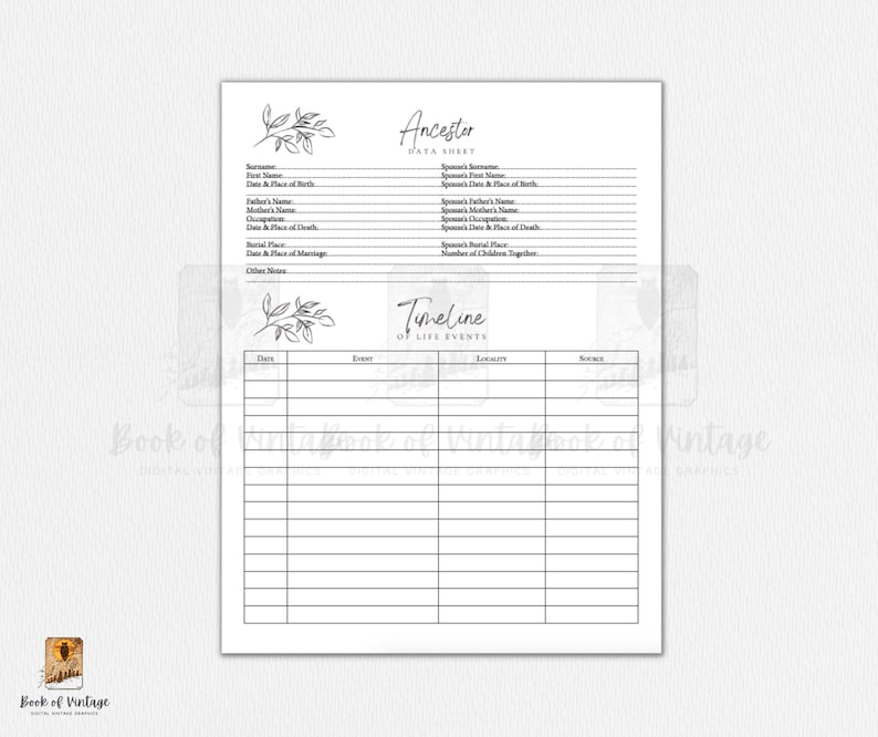 Family Tree Notebook.pdf Ancestor Stories Timeline and Story Telling Printable Data Sheet ...