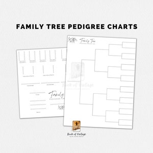 2 Fillable 5 Generation Family Tree Chart with Modern Design for Genealogy Printable Pedigree Form Building PDF Landscape & Portrait