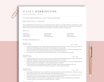 ATS Resume Template, Modern Minimalist CV, 2 Page (Word, Pages)