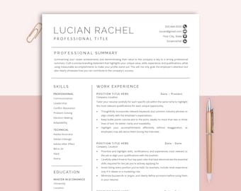 Resume Template Word, Google Docs & Pages, Professional Resume, CV Template, Modern Resume,Minimalist Resume, CV Resume, Resume 1-2-3 Pages