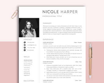 Editable Modern Resume Template, Cover Letter, CV Design (Digital Download)