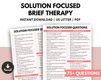 Solution Focused Therapy Questions, SFBT Cheat Sheet (Printable PDF)