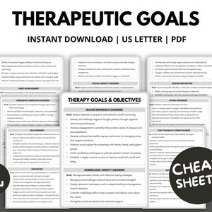 Therapieziele, Behandlung Eingriffe, Therapeut Werkzeug für die Ziele, Therapeut Spickzettel, Therapeutische Ziele für Kunden