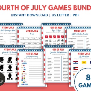 Paquete de juegos del 4 de julio, Juegos patrióticos de EE. UU. del 4 de julio, Juegos del Día de la Independencia estadounidense, Actividades de fiesta del 4 de julio para niños y adultos