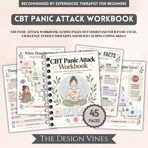 CBT Panic Attack Workbook - Mental Health Worksheets, Anxiety Coping Skills, Therapy Worksheets, Thought Records, CBT Therapy Tools