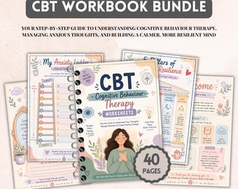 CBT Worksheets | Therapy Worksheets | CBT Thought Record | Therapist Worksheets | Anxiety Workbook | CBT Worksheets For Adults