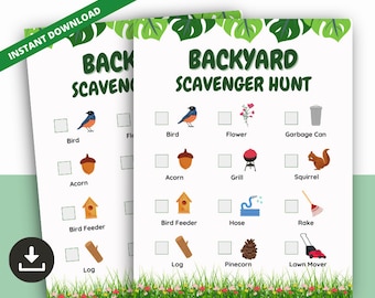 Backyard Scavenger Hunt, Nature Treasure Hunt Game (Printable)