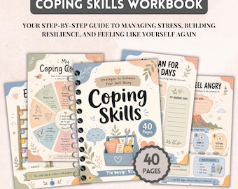 Coping Skills Worksheets, Emotional Regulation Bundle, Therapy Worksheets, Worry Management Tools, Coping Strategies, Mental Health Handouts