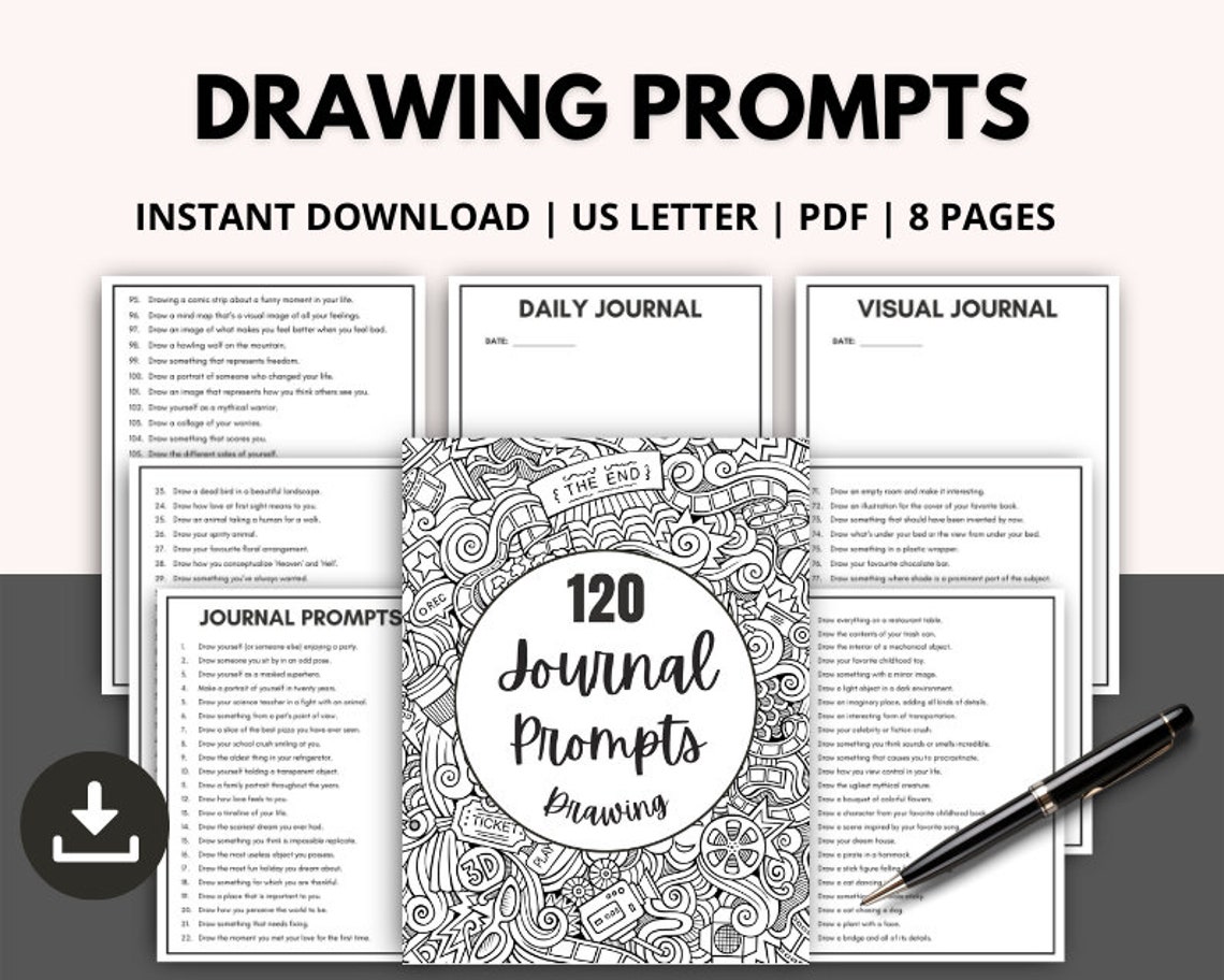 120 Drawing Journal Prompts Visual Journal Prompts Artwork - Etsy