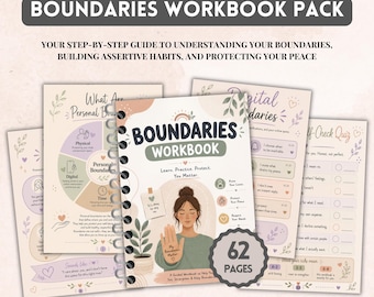 Boundaries Workbook | People Pleasing | Healthy Boundaries Worksheets | Boundary Setting Guide | Boundary Scripts | Self Care Workbook