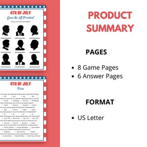 Fourth of July Games Bundle, 4th of July US Patriotic, American Independence Day Games, 4th of July Party Activities for Kids and Adults image 4