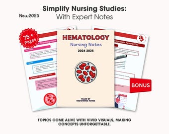Hematology Nursing Notes 2025, Study Guide (Digital Download)