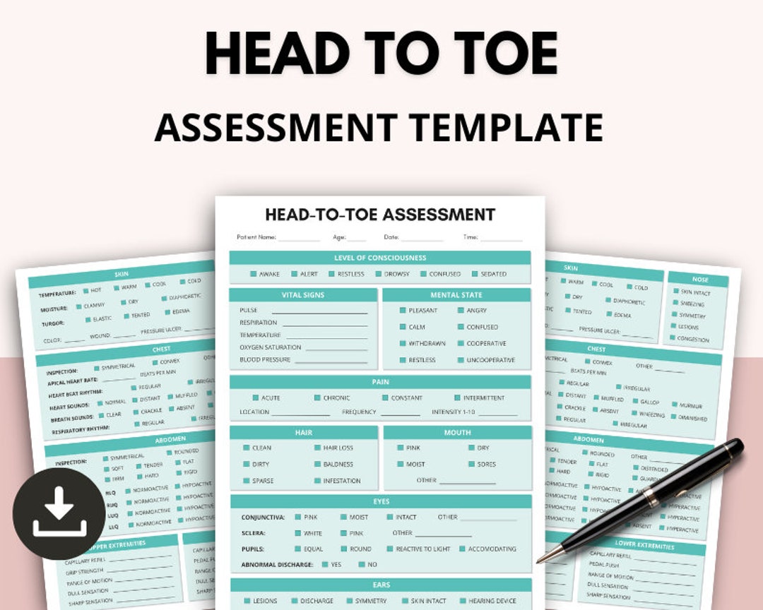 Head to Toe Assessment Template, Head to Toe Assessment Checklist ...