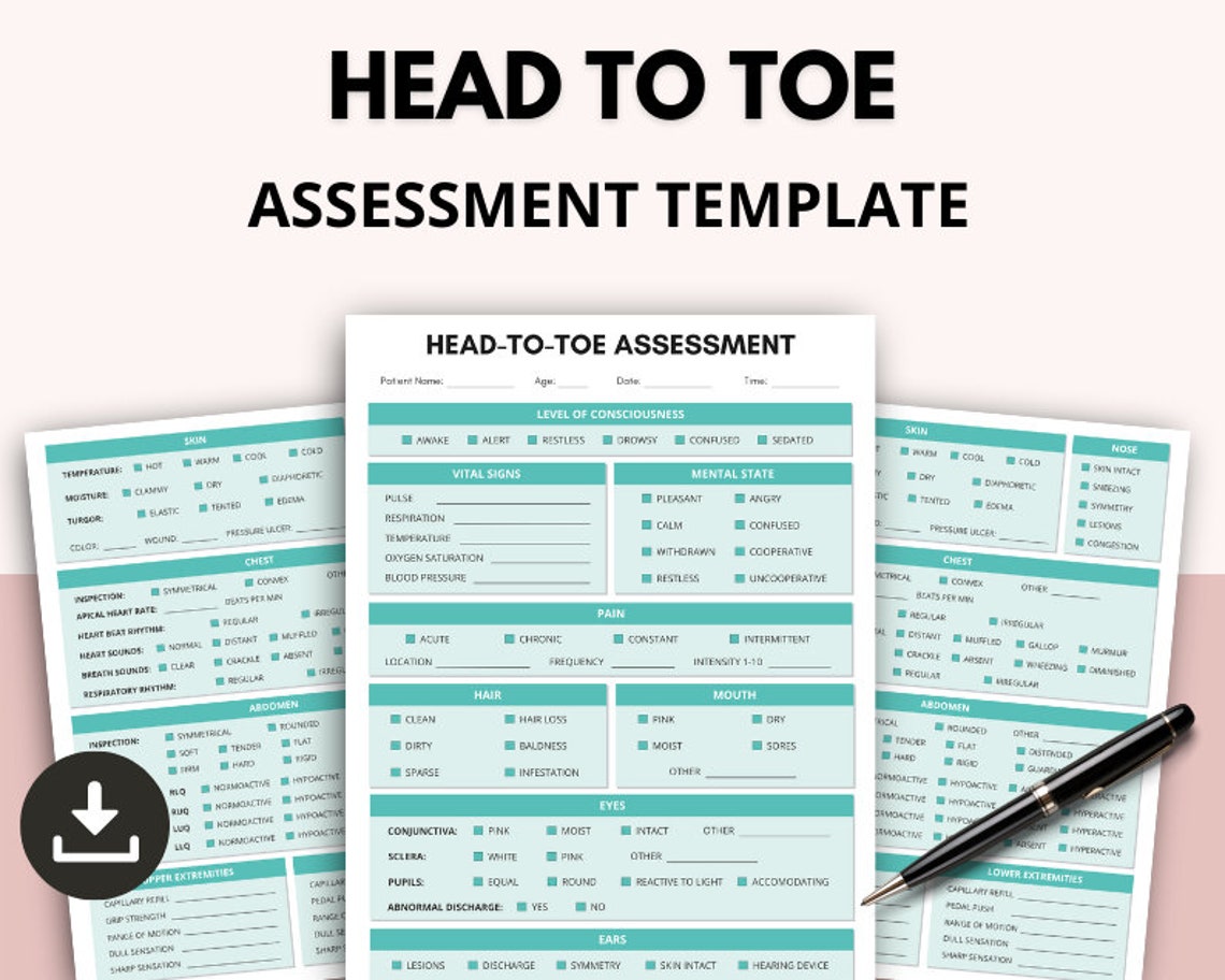 Head to Toe Assessment Template Head to Toe Assessment Checklist