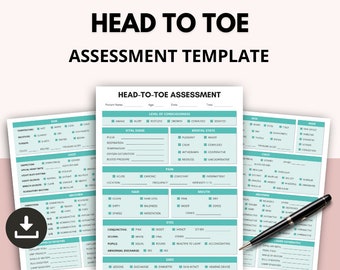 Nursing Head to Toe Assessment Template, Study Guide (Printable)