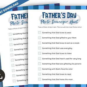 Father’s Day Photo Scavenger Hunt, Daddy Indoor Party Treasure Hunt, Printable Daddy Picture Hunt Game, Father’s Day Activity for Kids