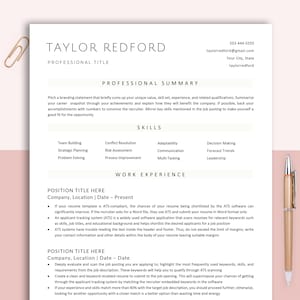 Plantilla de CV profesional para ATS, CV compatible con ATS en Word, páginas, CV básico y simple con foto, carta de presentación ATS clara.