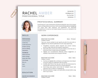 Minimalist Resume Template, Cover Letter, Google Docs, Word, Pages
