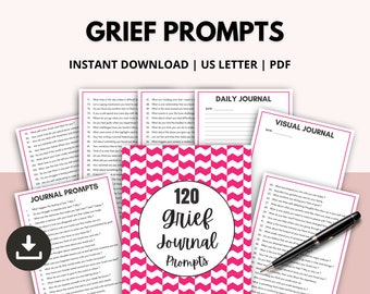 120 Grief Journal Prompts, Self Care, Therapy Journal (Digital Download)