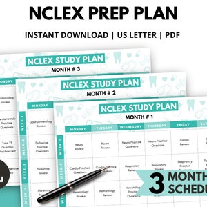 Nclex Study Plan, NCLEX RN Study Plan, NCLEX Study Guide, Med Exam, Nursing School Exam Preparation Calendar, Nursing Study Worksheet