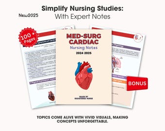 Med-Surg Cardiac Nursing Notes 2025, Cardiac Disorders Nursing Notes , Nursing School Notes, Nursing Bundle, RN Study Notes, Cardiac Guide