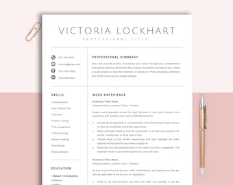 Professional Resume Template, Word, 1-3 Page Resume Template, Cover Letter & References Template, Executive Modern Minimalist CV Template