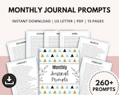 Monthly Journal Prompts, Wellness Writing, 260+ Prompts (Digital Download)