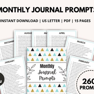 Monthly Journal Prompts, Wellness Journal, Writing Prompts, Manifestation Journal, Therapy Journal, Anxiety Journal, Year of Journal Writing