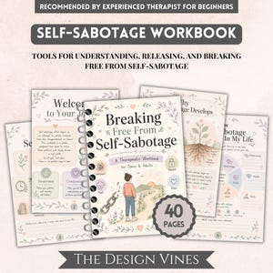 Self-Sabotage Workbook | Negative Self-Talk | Therapy Worksheets | Self Awareness | Procrastination | Self Compassion | Personal Growth