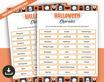 Halloween Charades Game, Halloween Night Quiz, Horror Pictionary Game, Halloween Most Charades Quiz, Printable Halloween Activity for All
