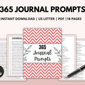 365 Journal Prompts, Daily Gratitude Journal Prompts, Digital Journal,Self care Kit, Year of Journal Writing,Anxiety Journal,Therapy Journal