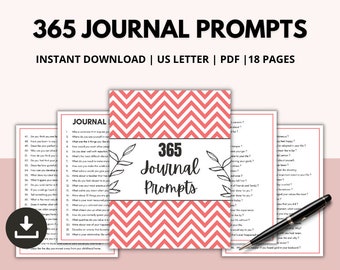 365 Journal Prompts, Daily Gratitude, Self Care Kit (Digital Download)
