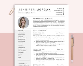 Google Docs Resume Template with Cover Letter, 1-2 Page Cv Template Word and Pages, Minimalist Resume Professional Cv with Photo